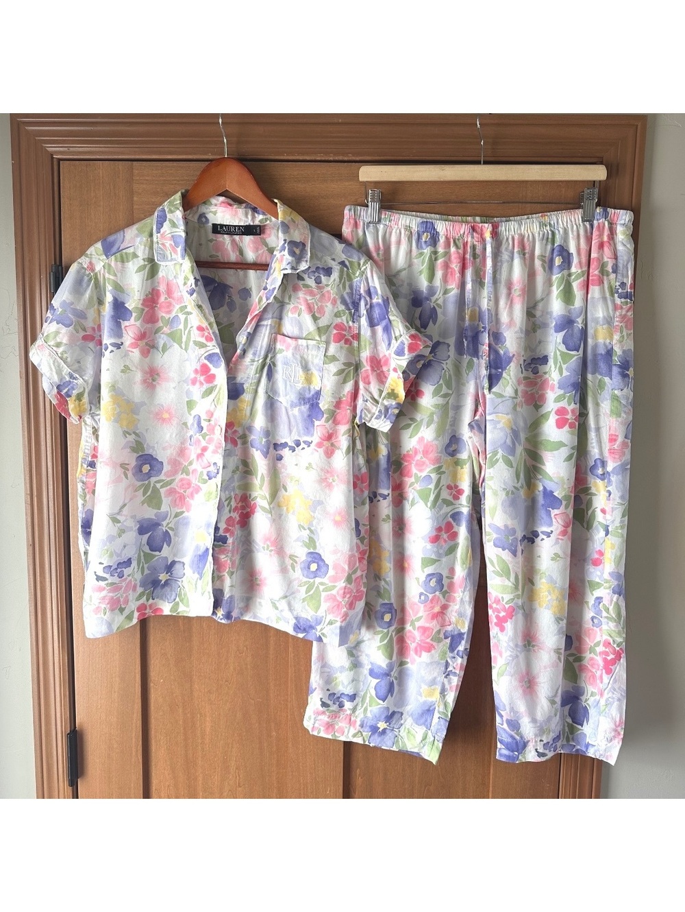 Lauren Ralph Lauren Black Label Short 2-Piece Pajama Set Floral Women’s Large